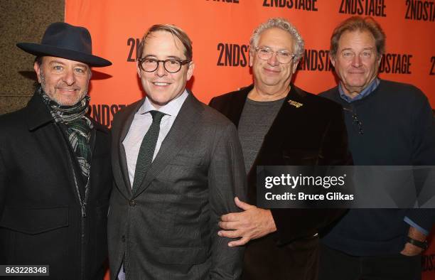 Fisher Stevens, Matthew Broderick, Harvey Fierstein and Brian Kerwin pose at the Opening Night arrivals for "Torch Song" at The Second Stage Tony...