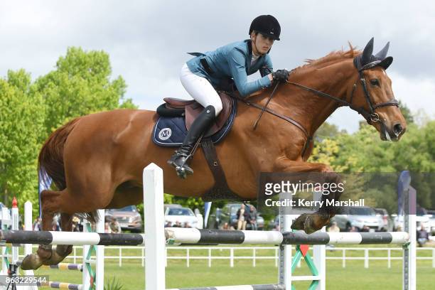 Katie Laurie rides Esteban MVNZ during round one of the 2017/18 World Cup Show Jumping NZ qualifying series on October 20, 2017 in Hastings, New...