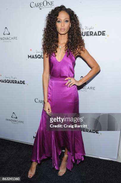 Actress Joan Smalls attends Daniel E Straus & CareOne Starry Night Masquerade For Puerto Rico at Skylight Clarkson North on October 19, 2017 in New...