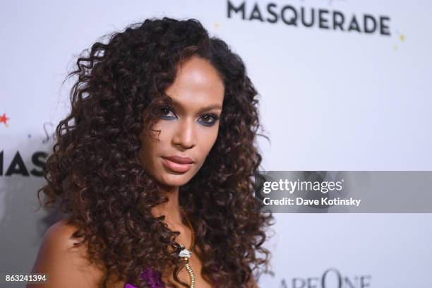 Actress Joan Smalls attends Daniel E Straus & CareOne Starry Night Masquerade For Puerto Ricoat Skylight Clarkson North on October 19, 2017 in New...