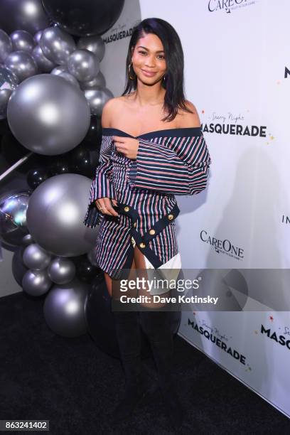 Model Chanel Iman attends Daniel E Straus & CareOne Starry Night Masquerade For Puerto Ricoat Skylight Clarkson North on October 19, 2017 in New York...