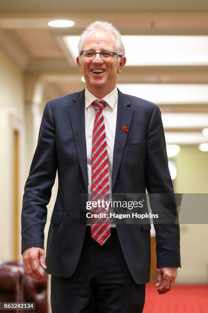 Labour MP Greg O'Connor arrives at a caucus meeting at Parliament on October 20, 2017 in Wellington, New Zealand. After weeks of negotiations, New...