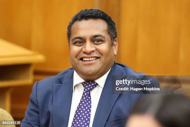 Labour MP Kris Faafoi looks on during a caucus meeting at Parliament on October 20, 2017 in Wellington, New Zealand. After weeks of negotiations, New...