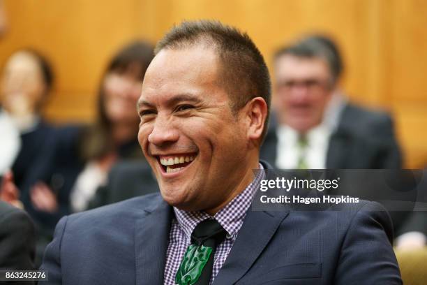 Labour MP Tamati Coffey looks on during a caucus meeting at Parliament on October 20, 2017 in Wellington, New Zealand. After weeks of negotiations,...