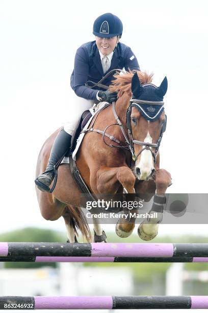 Samantha Morrison rides Biarritz during round one of the 2017/18 World Cup Show Jumping NZ qualifying series on October 20, 2017 in Hastings, New...