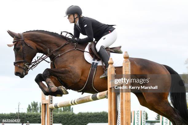 Melody Matheson rides Graffiti MH during round one of the 2017/18 World Cup Show Jumping NZ qualifying series on October 20, 2017 in Hastings, New...