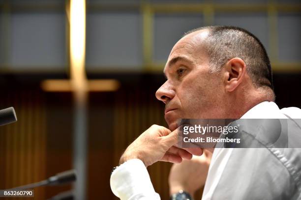 Andrew Thorburn, chief executive officer of National Australia Bank Ltd. , attends a hearing before the House of Representatives Standing Committee...