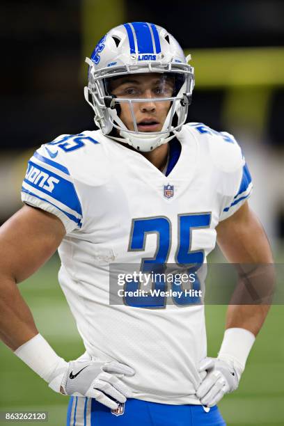 Miles Killebrew of the Detroit Lions looks over to the sidelines during a game against the New Orleans Saints at Mercedes-Benz Superdome on October...