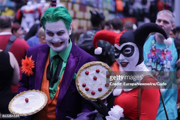 Comic book fans dressed as joker characters during New York Comic Con at the Jacob Javits Convention Center in New York City, New York, October 5,...