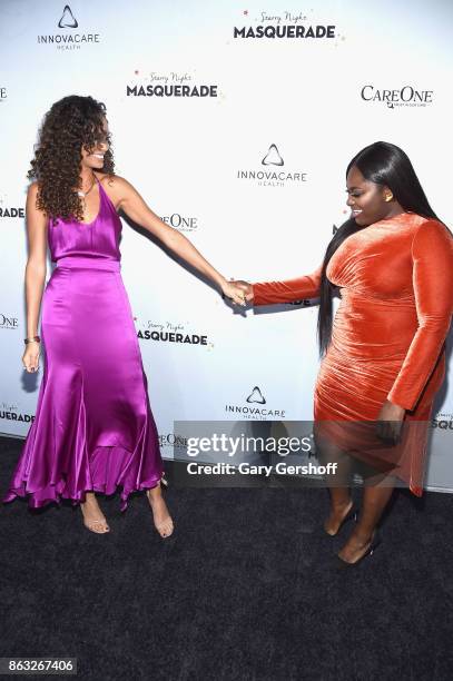 Actors Joan Smalls and Danielle Brooks attend the 2017 CareOne Masquerade Ball for Puerto Rico Relief Effort at Skylight Clarkson North on October...