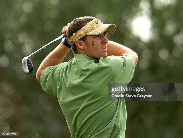 Drew Brees in action during round one of the 46th Bob Hope Chrysler Classic Celebirty Pro-Am at Bermuda Dunes Country Club in Bermuda Dunes,...