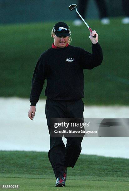 Charley Hoffman celebrates after his one hole playoff win over John Rollins in the final round of the 2007 Bob Hope Chrysler Classic at the Classic...