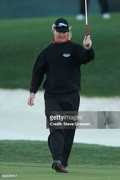 Charley Hoffman celebrates after his one hole playoff win over John Rollins in the final round of the 2007 Bob Hope Chrysler Classic at the Classic...