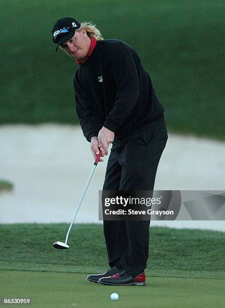 Charley Hoffman celebrates after his one hole playoff win over John Rollins in the final round of the 2007 Bob Hope Chrysler Classic at the Classic...