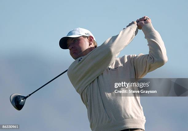 Lucas Glover in action during the final round of the 2007 Bob Hope Classic at the Classic Club in Palm Desert, California on January 21, 2007.