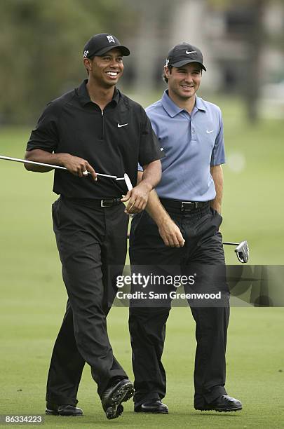 Tiger Woods and Trevor Immelman during the first round of the WGC-CA Championship held on the Blue Course at Doral Golf Resort and Spa in Doral,...