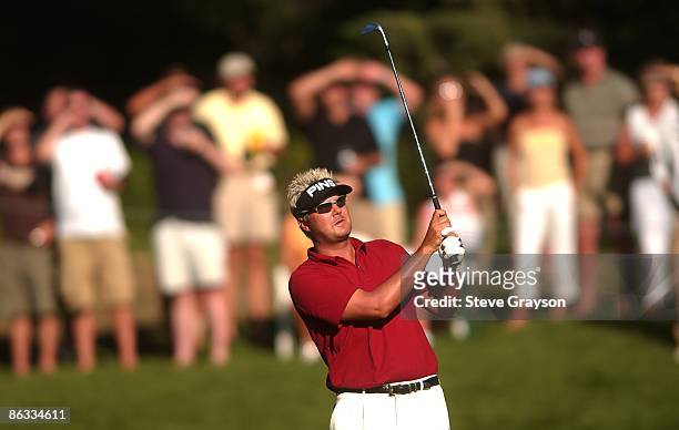 Daniel Chopra hits from the 16th fairway during the final round of The 2005 INTERNATIONAL at Castle Pines Country Club in Castle Rock, Colorado...