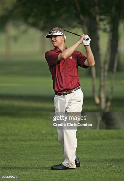 John Senden hits from the 3rd fairway in the first round of the 2005 B.C. Open at En-Joi Golf Club in Endicott, New York. Thursday, July 14 2005