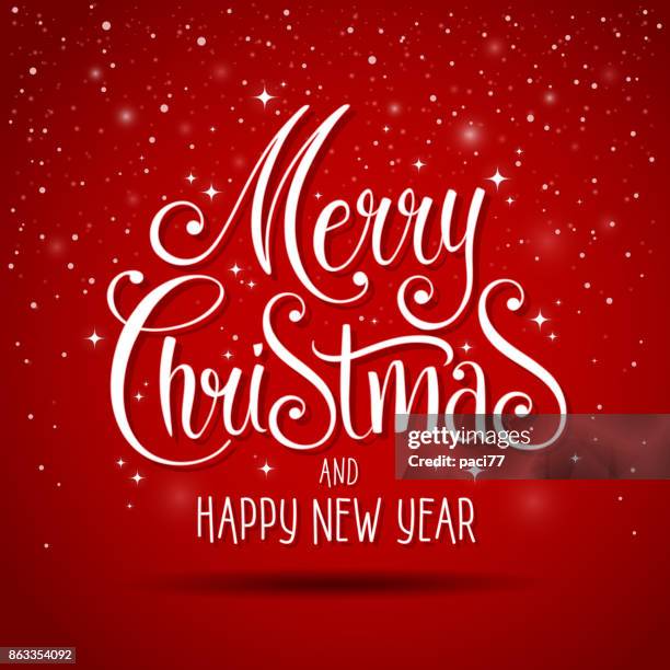 merry christmas and happy new year lettering for greeting card - snow alphabet stock illustrations