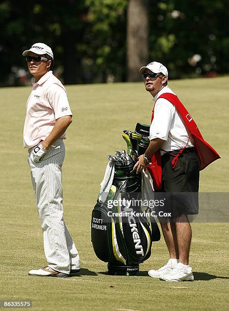 Scott Gardiner waits to play his second shot in the 11th fairway during the first round of the 2007 Athens Regional Foundation Classic Thursday,...