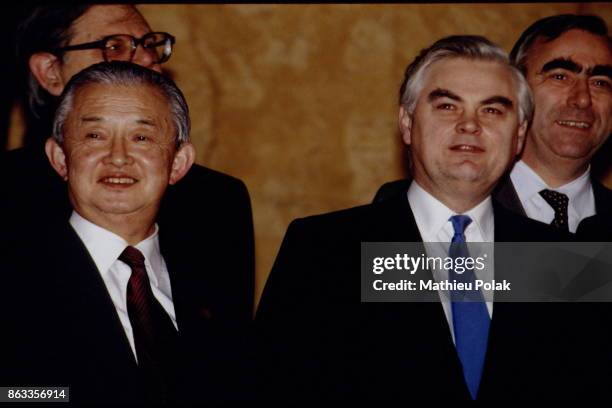 Meeting of the G7 finance ministers in London - From left to right: Yoshiro Hayashi , Norman Lamont and Theo Waigel .