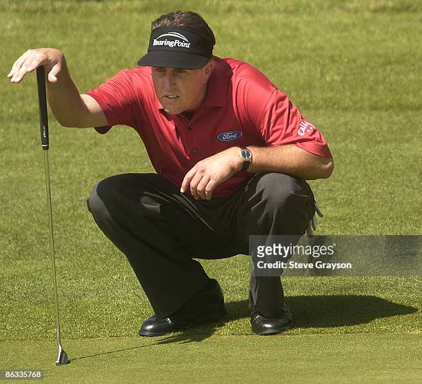 Phil Mickelson in action during the continuation of the rain delayed first round of the 2005 The International at Castle Pines Golf Club in Castle...