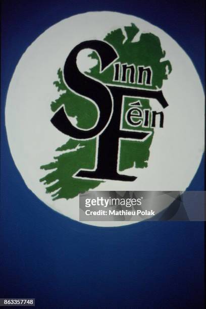 Sinn FÃ©in conference and anti-terrorism demonstration - Logo of Sinn FÃ©in party