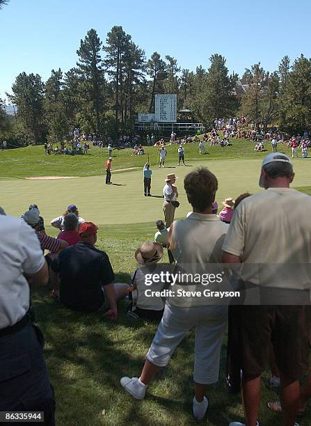 General view of action 17th green during the third round of the 2005 The INTERNATIONAL at Castle Pines Golf Club in Castle Rock, Colorado August 7,...