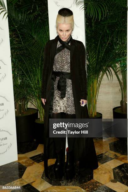 Daphne Guinness attends the Vanity Fair And Saks Fifth Avenue 2017 International Best-Dressed List Party at Academy Mansion on October 19, 2017 in...