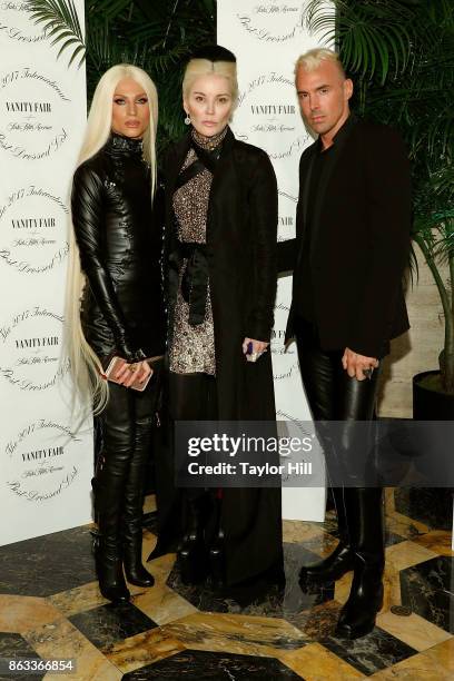 Phillipe Blond, Daphne Guinness, and David Blond attend the Vanity Fair And Saks Fifth Avenue 2017 International Best-Dressed List Party at Academy...