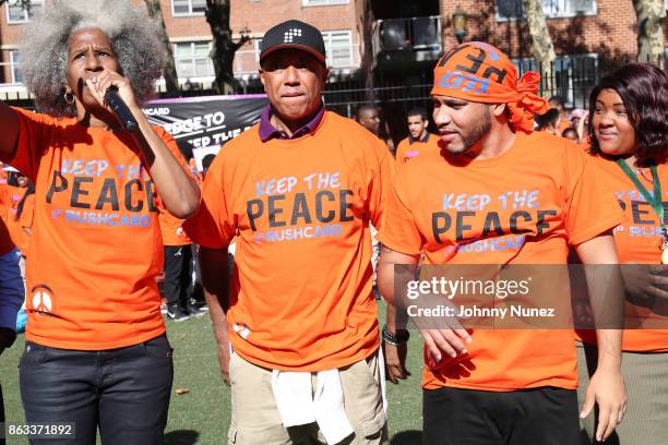 Erica Ford and Russell Simmons Attend The RushCard's Keep the Peace Initiative Day Of Peace on October 19, 2017 in the Queens borough of New York...