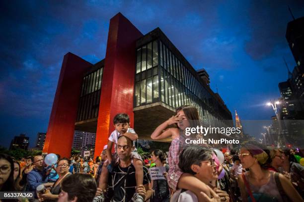 Group of parents and their children protest against a programe to allegedly improve the nourishing of students and fight hunger in Sao Paulo, Brazil,...