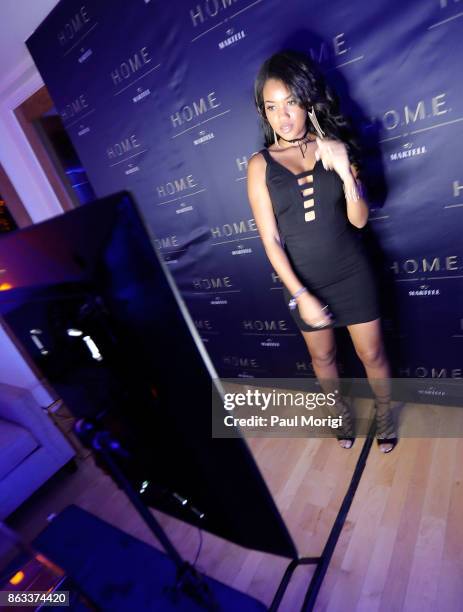 Guest enjoys photo experience at the H.O.M.E by Martell event on October 19, 2017 in Washington, DC.