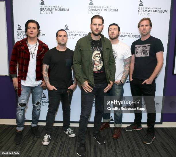 Synyster Gates, Johnny Christ, M. Shadows, Zacky Vengeance and Brooks Wackerman of Avenged Sevenfold attend An Evening With Avenged Sevenfold at The...