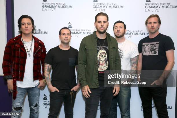 Synyster Gates, Johnny Christ, M. Shadows, Zacky Vengeance and Brooks Wackerman of Avenged Sevenfold attend An Evening With Avenged Sevenfold at The...