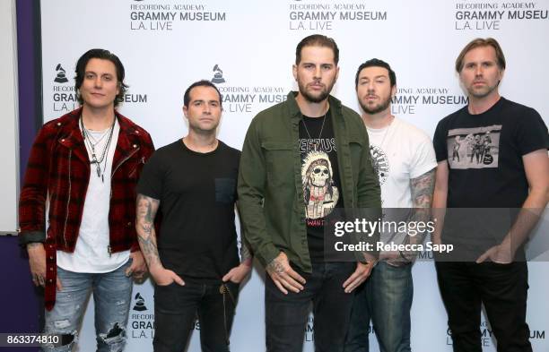 Synyster Gates, Johnny Christ, M. Shadows, Zacky Vengeance and Brooks Wackerman of Avenged Sevenfold attend An Evening With Avenged Sevenfold at The...