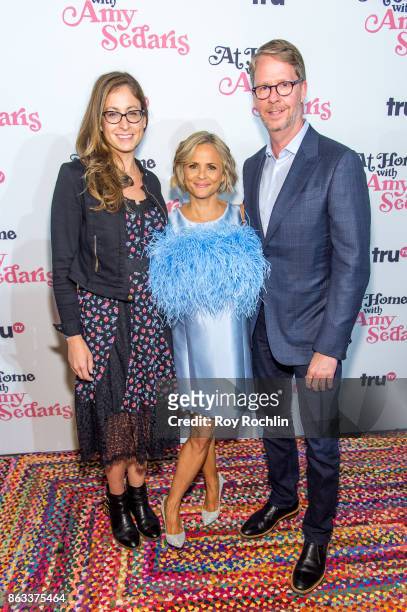 Marissa Ronca, Amy Sedaris and Chris Linn attend "At Home With Amy Sedaris" New York Screening at The Bowery Hotel on October 19, 2017 in New York...