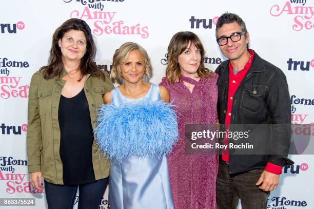 Cindy Caponera, Amy Sedaris, Jodi Lennon and Paul Dinello attend "At Home With Amy Sedaris" New York Screening at The Bowery Hotel on October 19,...