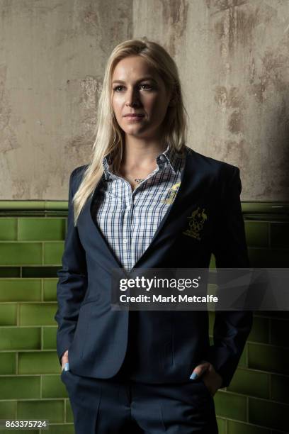 Danielle Scott poses ahead of the Australian Olympic Committee 2018 Winter Olympic Games uniform launch at The Palisade Hotel on October 20, 2017 in...