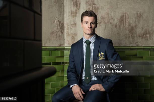 Matt Graham poses ahead of the Australian Olympic Committee 2018 Winter Olympic Games uniform launch at The Palisade Hotel on October 20, 2017 in...
