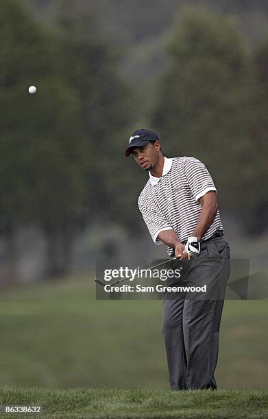 Tiger Woods of the U.S. Team during the second round of The Presidents Cup at Robert Trent Jones Golf Club in Prince William County, Virginia on...