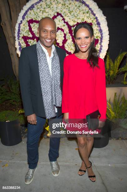 Amanda Latrell Garigas and Marcellas Reynolds at Living Beauty "The Gift" Photo Exhibit at The Buterbaugh Gallery on October 19, 2017 in Los Angeles,...