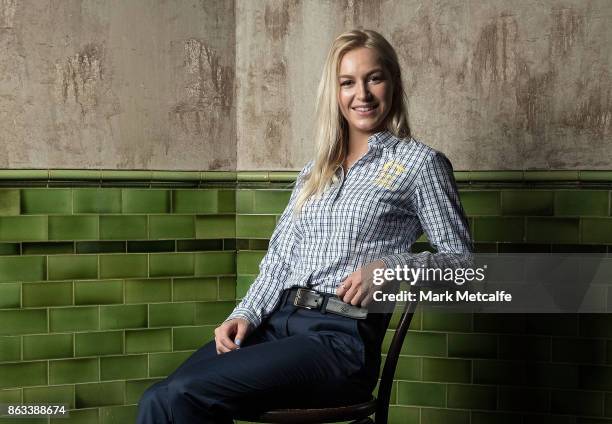 Danielle Scott poses ahead of the Australian Olympic Committee 2018 Winter Olympic Games uniform launch at The Palisade Hotel on October 20, 2017 in...