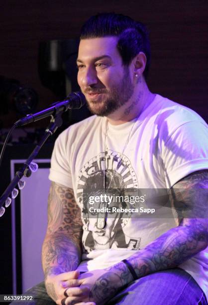 Zacky Vengeance of Avenged Sevenfold speaks onstage at An Evening With Avenged Sevenfold at The GRAMMY Museum on October 19, 2017 in Los Angeles,...