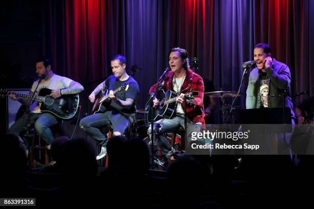 Zacky Vengeance, Johnny Christ, Synyster Gates and M. Shadows of Avenged Sevenfold perform at An Evening With Avenged Sevenfold at The GRAMMY Museum...