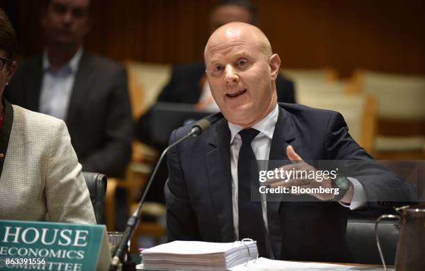 Ian Narev, chief executive officer of Commonwealth Bank of Australia , speaks during a hearing before the House of Representatives Standing Committee...