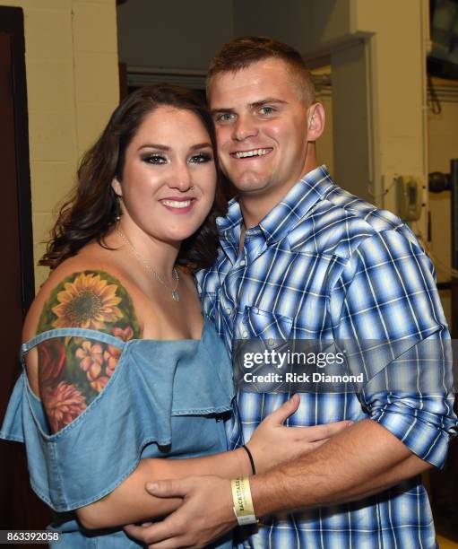 Singer/Songwriter Allie Colleen Brooks, Daughter of Garth Brooks with Fiance Jonathan Roberts after making her Grand Ole Opry debut during Dr. Ralph...