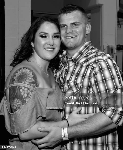 Singer/Songwriter Allie Colleen Brooks, Daughter of Garth Brooks with Fiance Jonathan Roberts after making her Grand Ole Opry debut during Dr. Ralph...