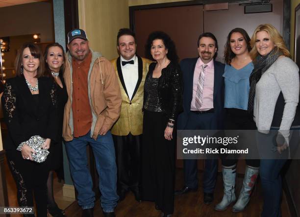 Garth Brooks, Nathan Stanley, Mrs. Jimmi Stanley , Ralph Stanley II, Allie Colleen Brooks and Trisha Yearwood backstage during Dr. Ralph Stanley...