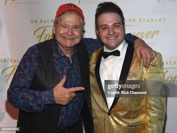 Actor Ben Jones aka Cooter in TV's Dukes of Hazzard and Nathan Stanley backstage during Dr. Ralph Stanley Forever: A Special Tribute Concert at Grand...